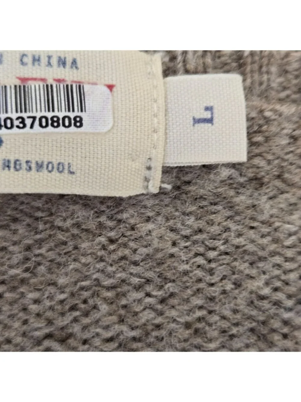 Vintage Men's J. Crew Lambswool Raglan Heather Brown Crew Sweater Size Large